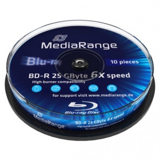 Bluray MediaRange 25GB 10pcs BD-R Spindel 6x